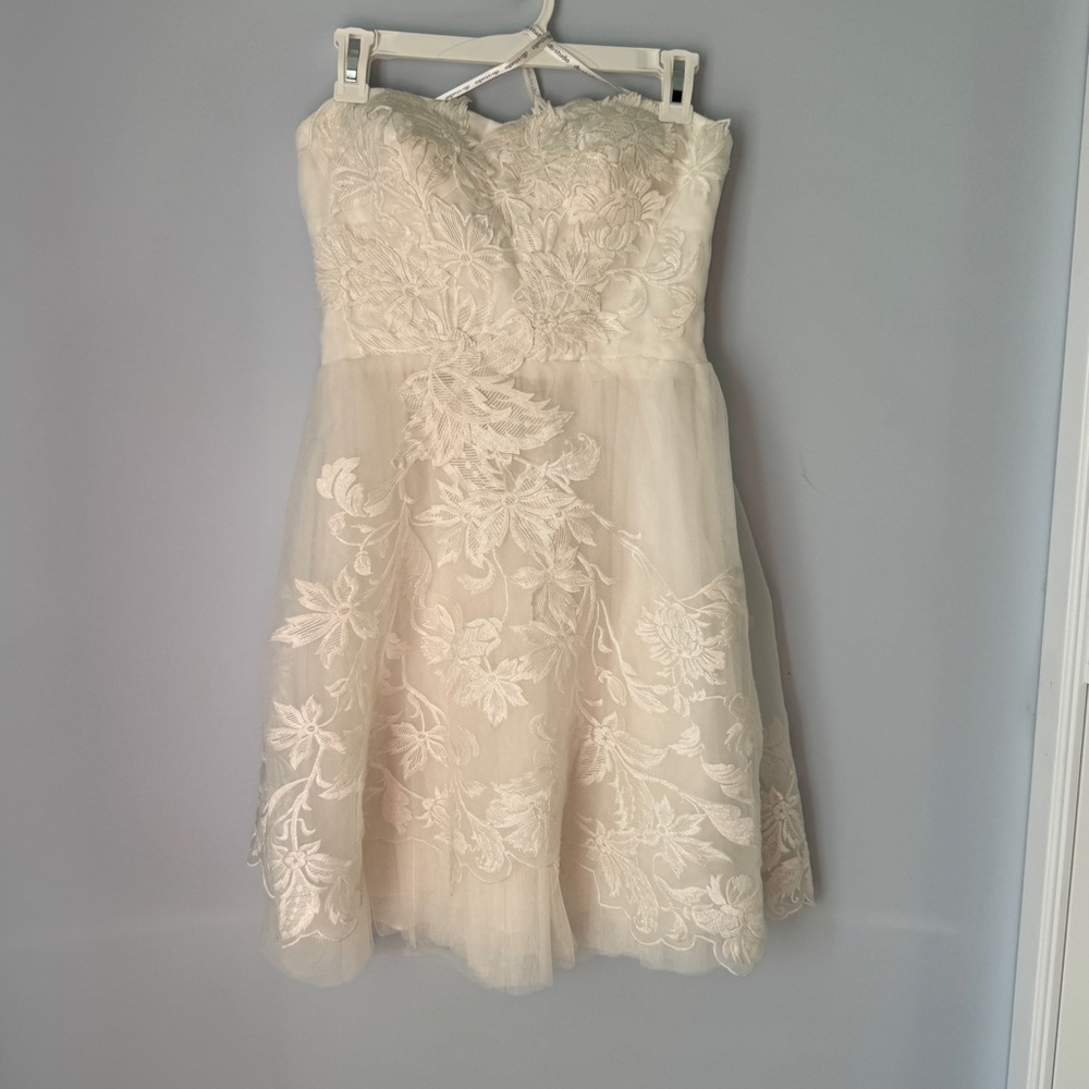 Db Studio White Lace Mini Dress Rehearsal Dinner Bride Reception Wedding Dress 6 - Picture 3 of 7